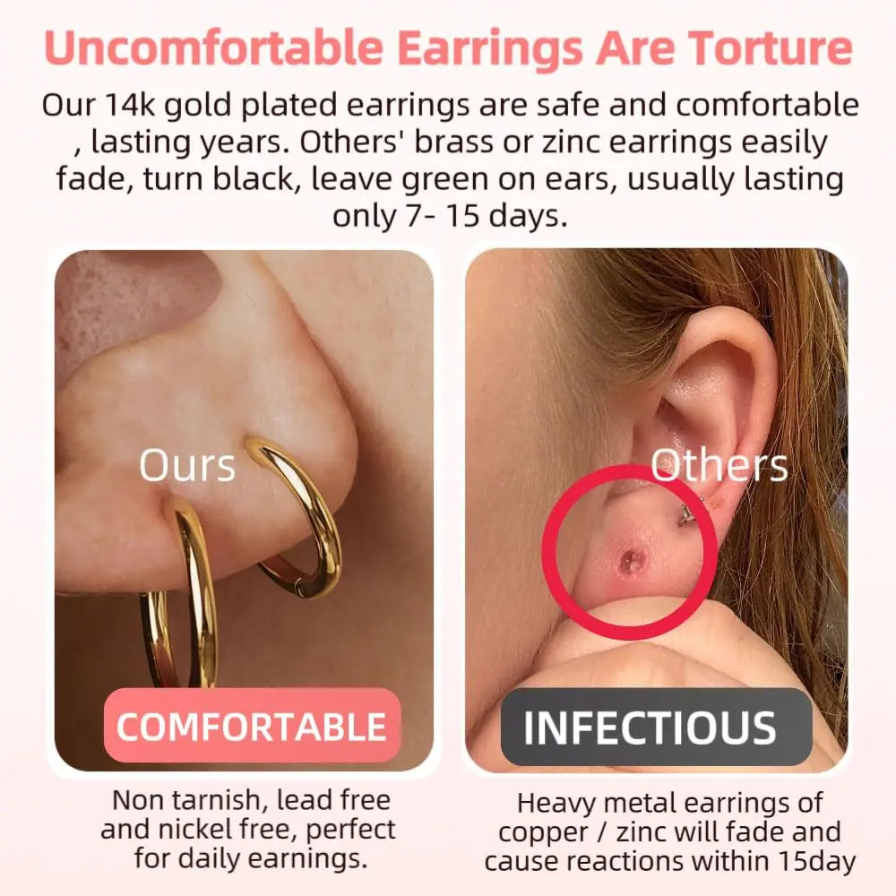 5 Pairs 14K Gold Plated Huggie Hoop Earrings for Women Men  Small Hoops,