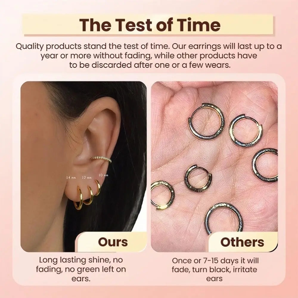 5 Pairs 14K Gold Plated Huggie Hoop Earrings for Women Men  Small Hoops,