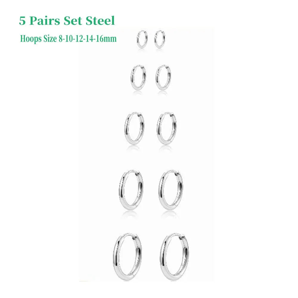 5 Pairs 14K Gold Plated Huggie Hoop Earrings for Women Men  Small Hoops,